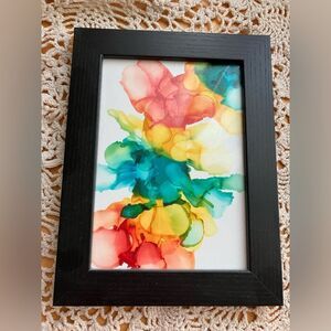 Original Alcohol Ink Abstract Painting signed No frame just painting Yupo 5x7”